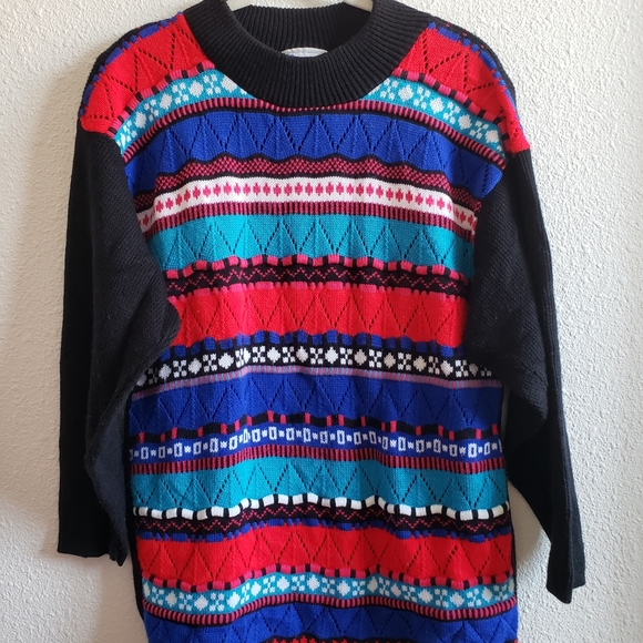 Brunny Sweaters - VTG USA Brunny Colorful Textured Sweater